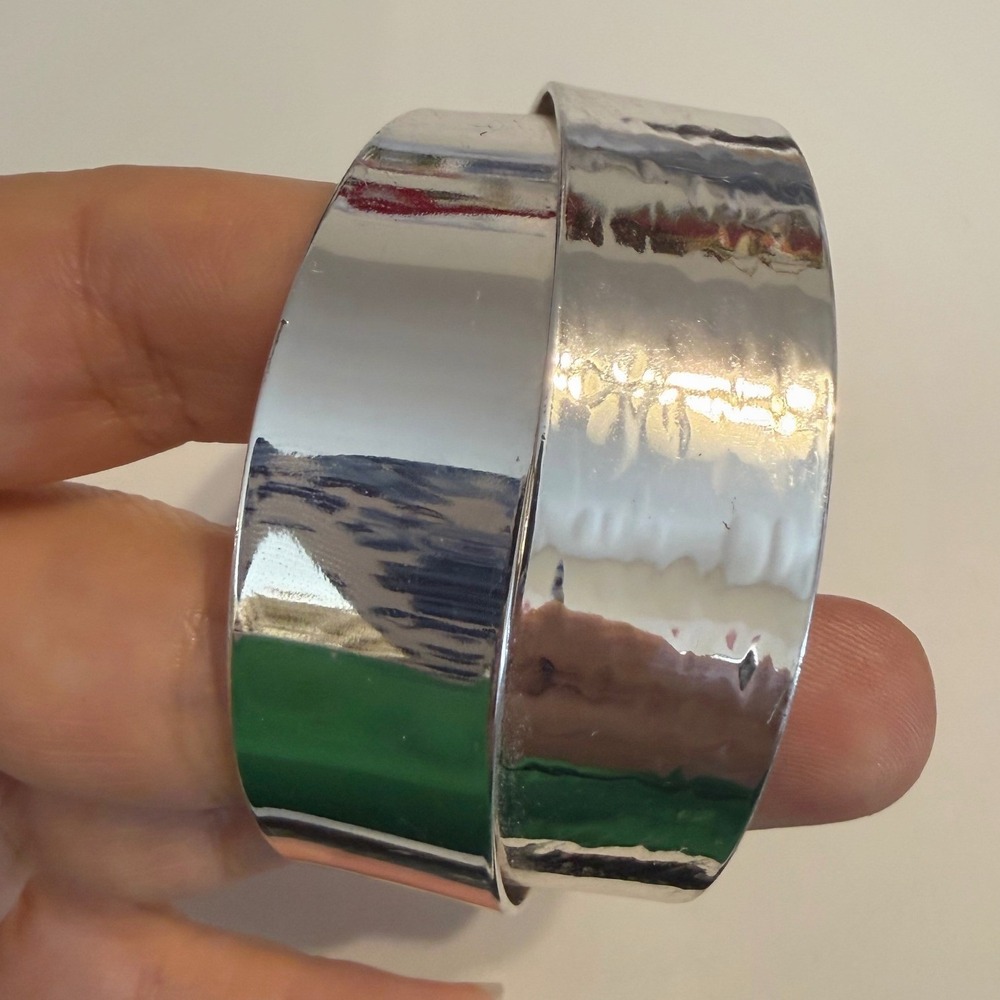 Robert Lee Morris Soho Silver Tone Hammered Mixed Texture Wide Cuff Bracelet